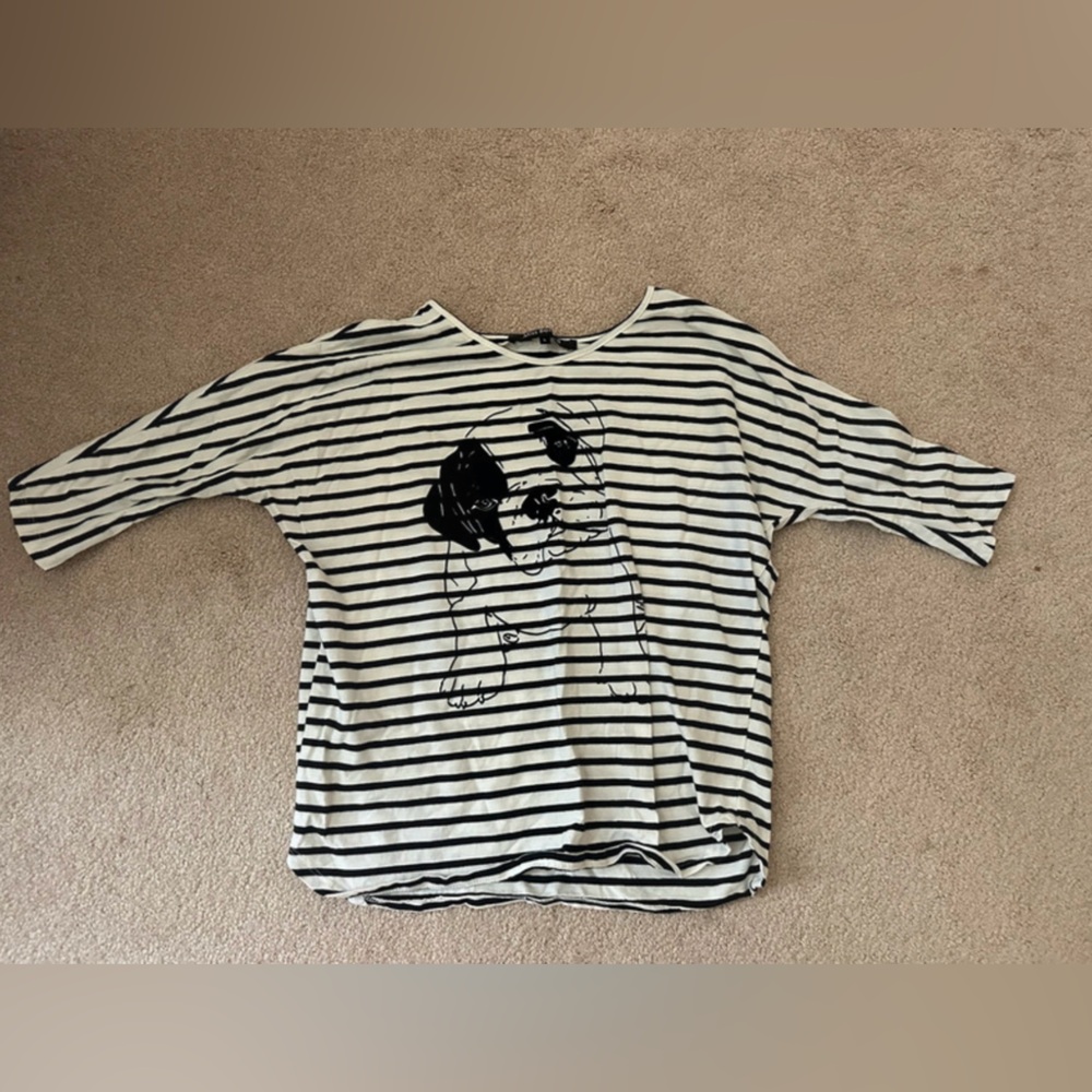 Striped Shirt with Dog Print